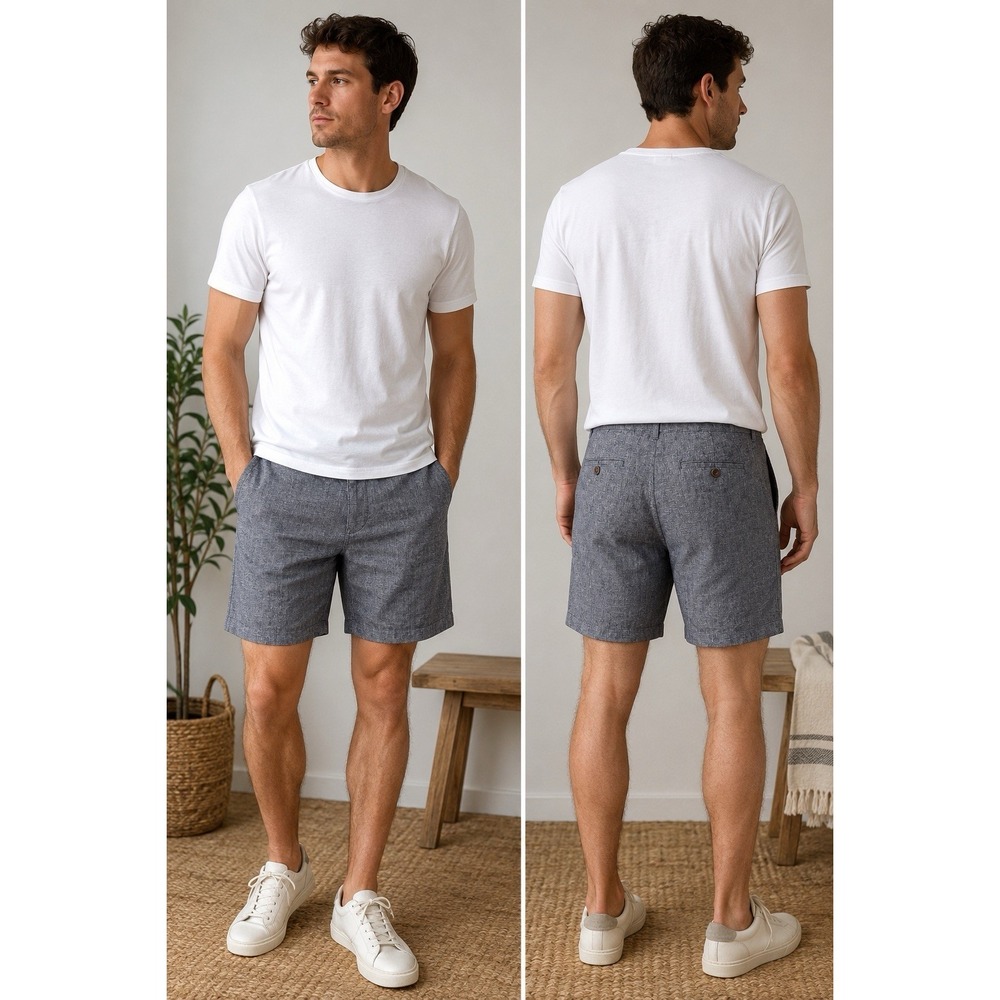 Bonobos Shorts Men's 34 CharcoalGray Linen Cotton Standard Fit Preppy Old Money